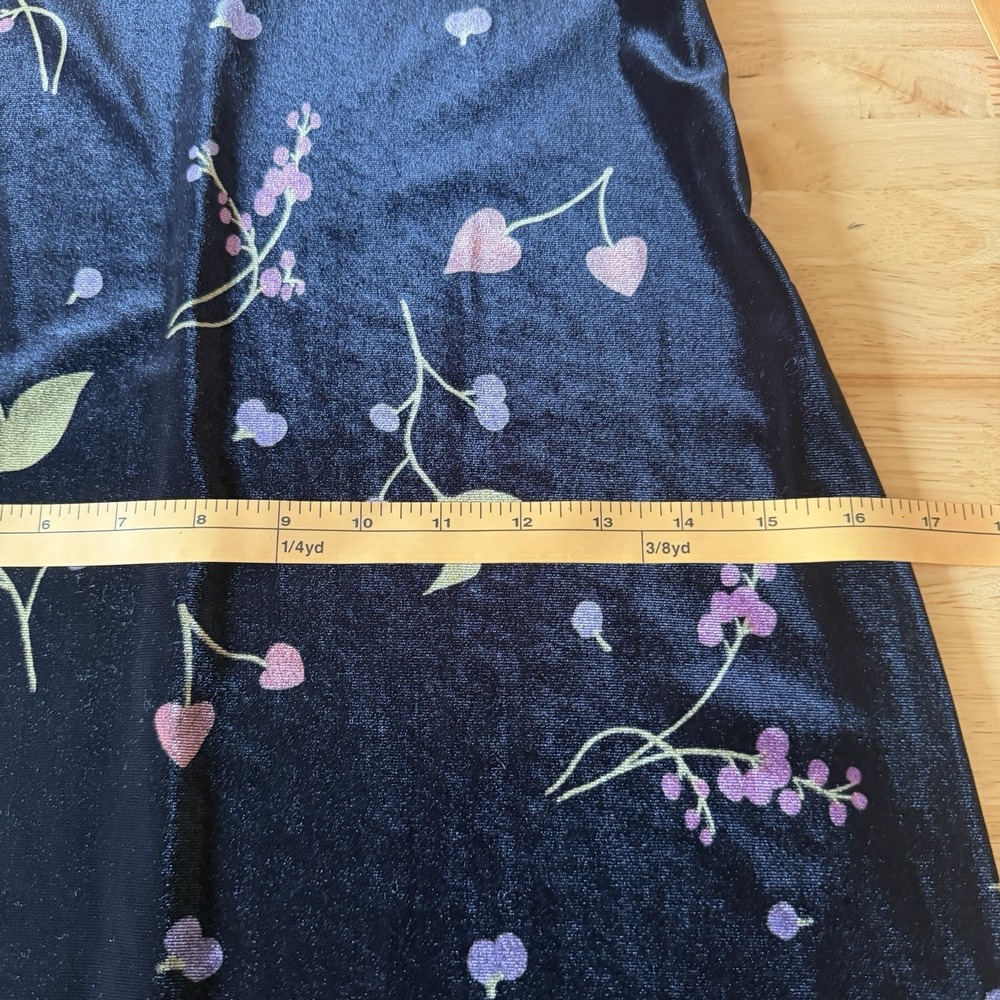 Vtg Rampage Y2K 90s Mini Dress Medium Dark Floral Fairy Black Velvet Whimsigoth - Picture 6 of 7
